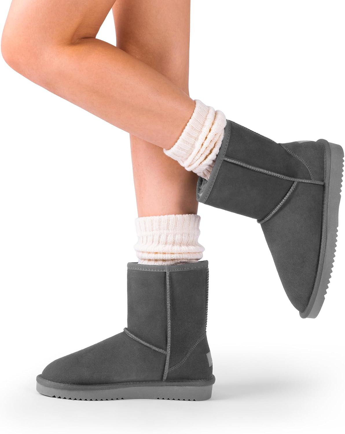 imageDREAM PAIRS Womens ShortyNew Mid Calf Winter Snow BootsGreyclassic