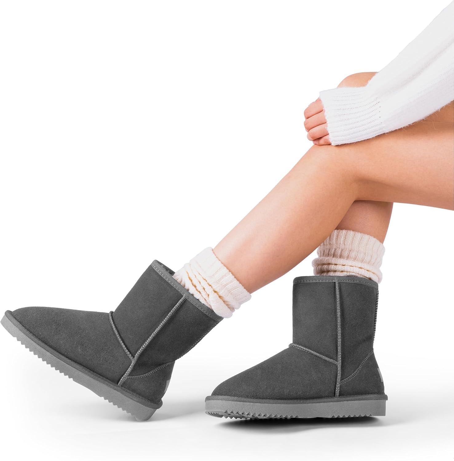 imageDREAM PAIRS Womens ShortyNew Mid Calf Winter Snow BootsGreyclassic