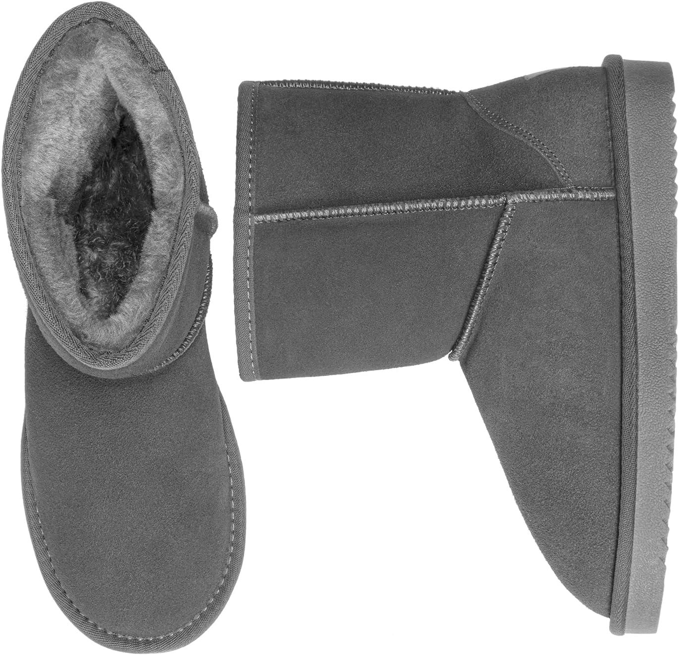 imageDREAM PAIRS Womens ShortyNew Mid Calf Winter Snow BootsGreyclassic