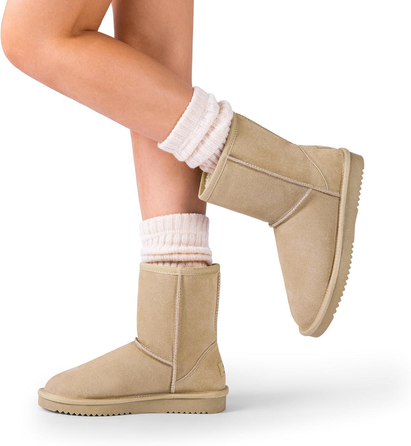 imageDREAM PAIRS Womens ShortyNew Mid Calf Winter Snow BootsSandclassic