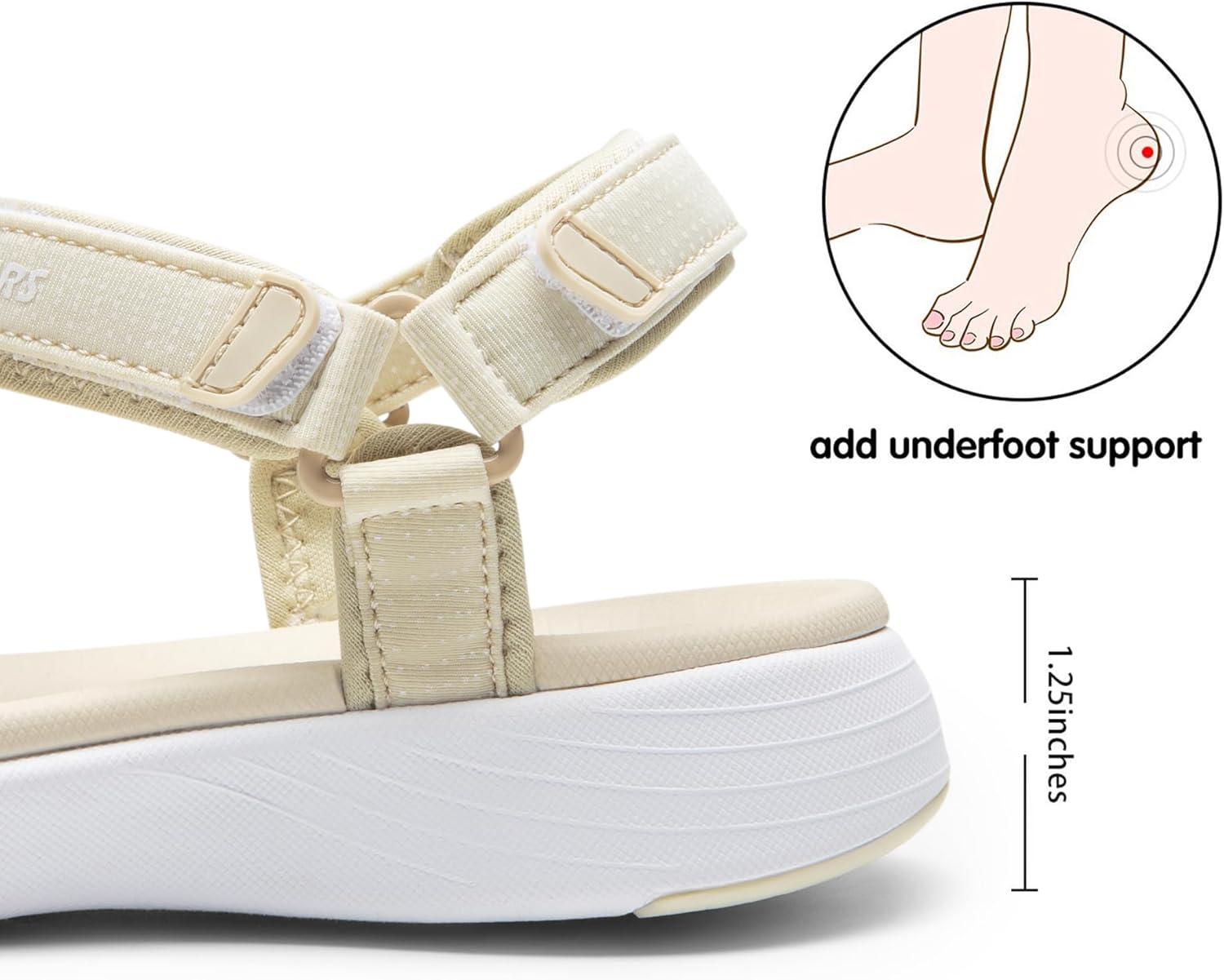 imageDREAM PAIRS Womens Sport Athletic Sandals Outdoor Hiking SandalsBeigeWhite