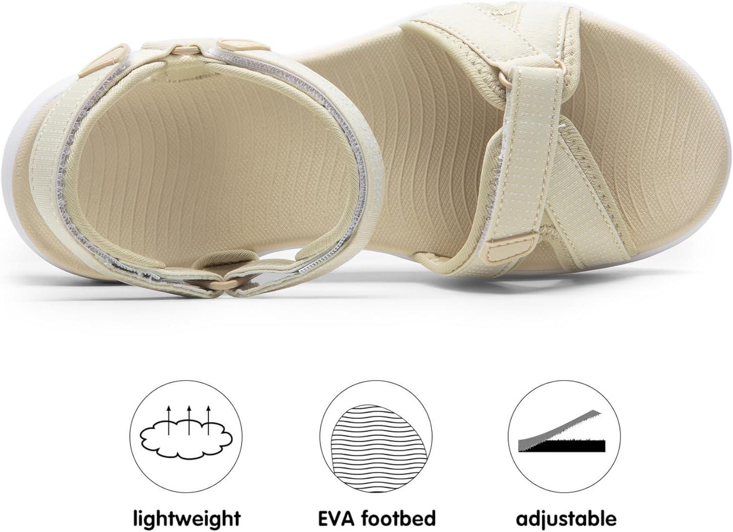 imageDREAM PAIRS Womens Sport Athletic Sandals Outdoor Hiking SandalsBeigeWhite