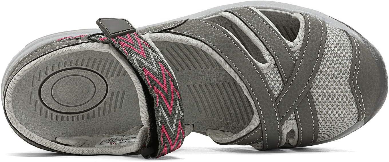 imageDREAM PAIRS Womens Sport Athletic Sandals Outdoor Hiking SandalsGreyCoral