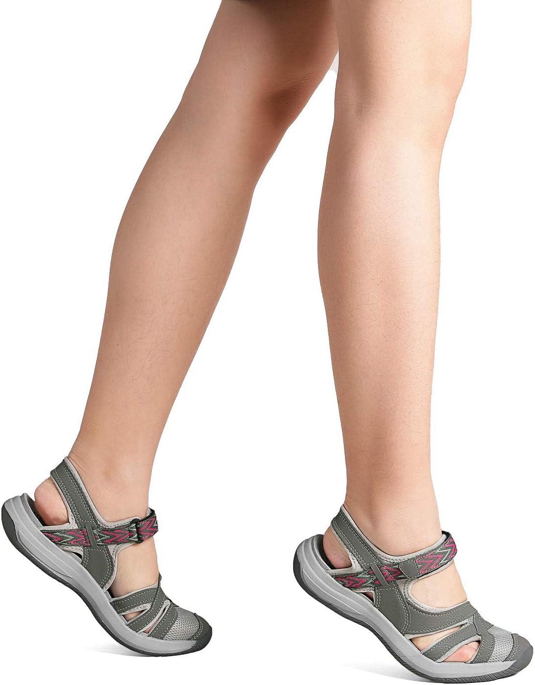 imageDREAM PAIRS Womens Sport Athletic Sandals Outdoor Hiking SandalsGreyCoral