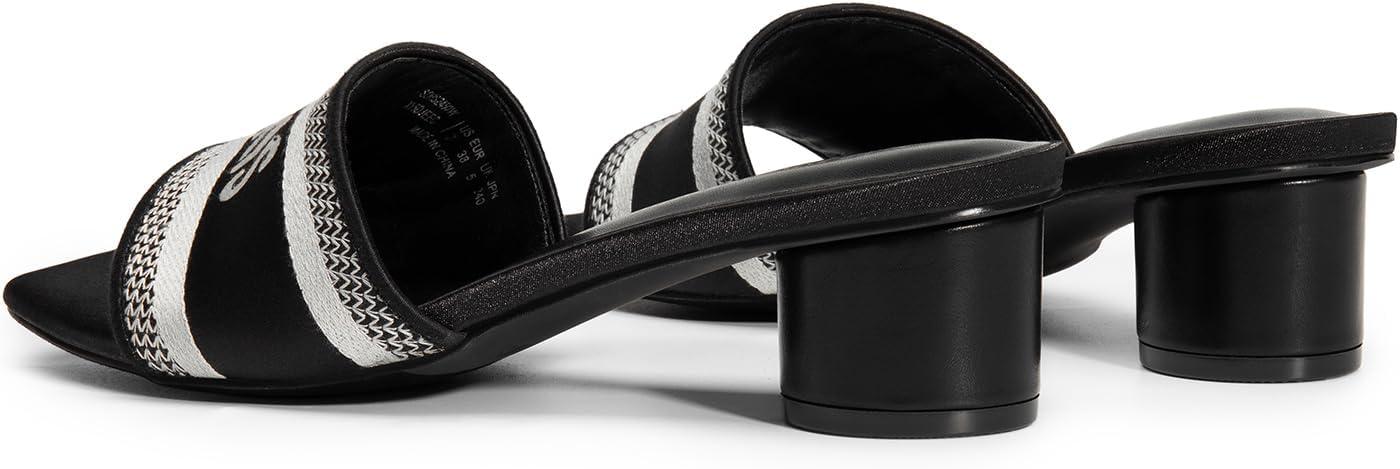 imageDREAM PAIRS Womens Square Open Toe Slip on Heels for women Low Block Chunky Heeled Sandals Slide Sandals Comfortable Casual Fashion Pumps ShoesBlack