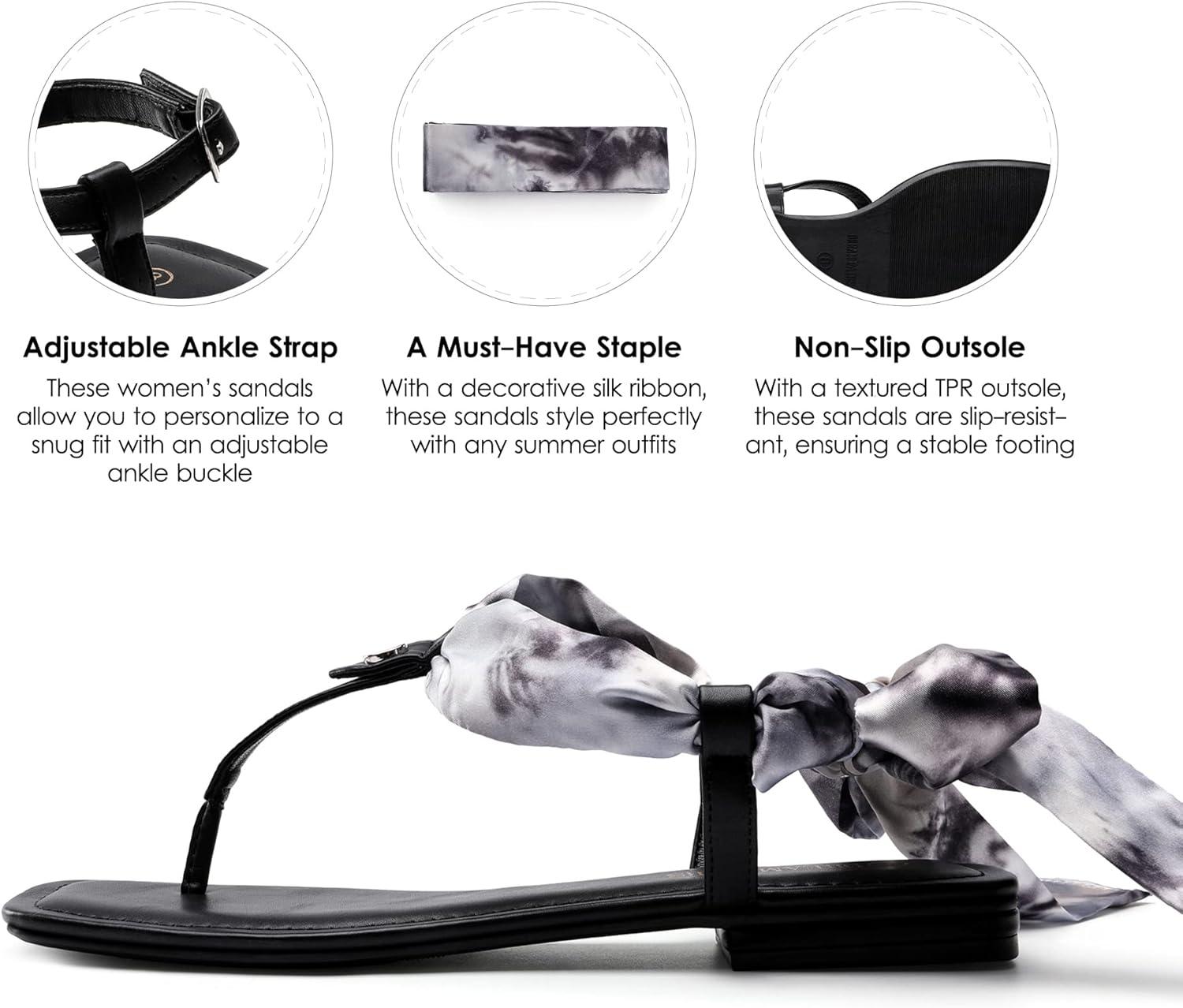 imageDREAM PAIRS Womens TStrap Thong Flat Sandals with Cute Square Toe Strappy for SummerBlack