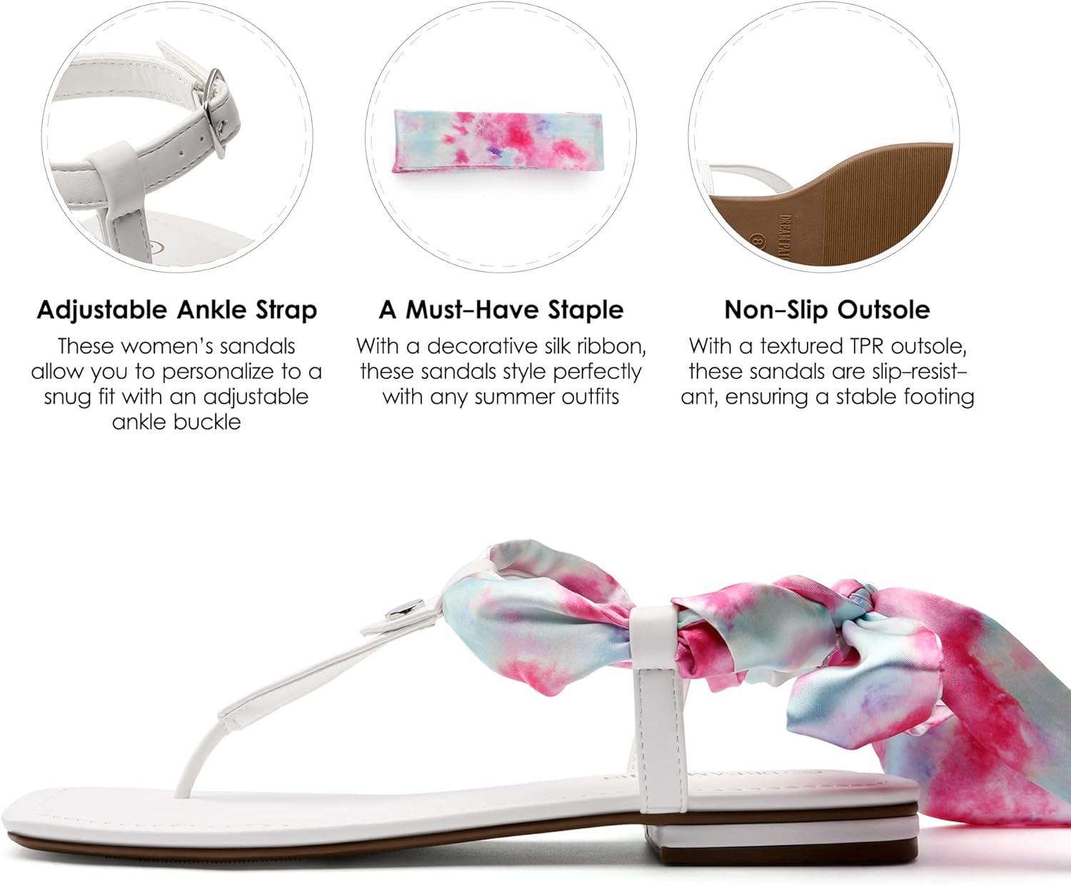 imageDREAM PAIRS Womens TStrap Thong Flat Sandals with Cute Square Toe Strappy for SummerWhite