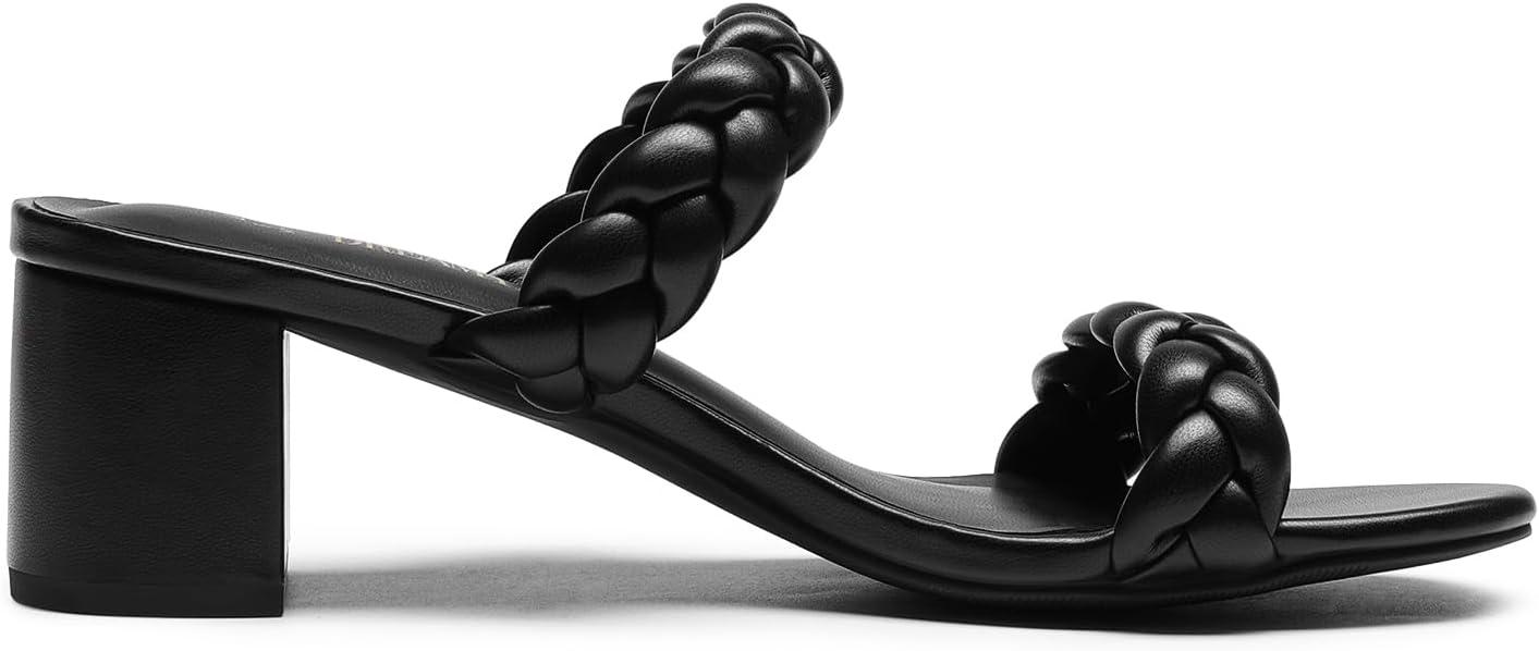 imageDREAM PAIRS Womens Two Braided Strap Low Heels for Women Open Toe Block Chunky Heels Sandals Holiday Party Wedding Dress Pumps ShoesBlack