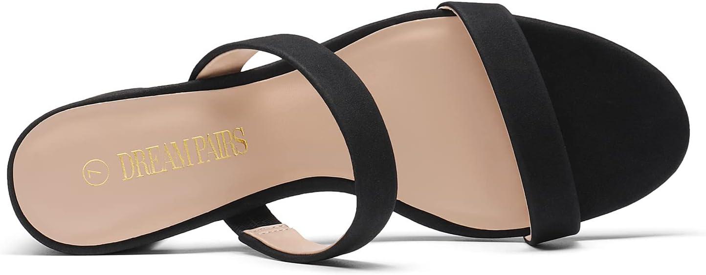 imageDREAM PAIRS Womens Two Strap Open Toe Low Block Chunky Heels Sandals Dress Pumps Casual Summer Mules ShoesBlacknubuck