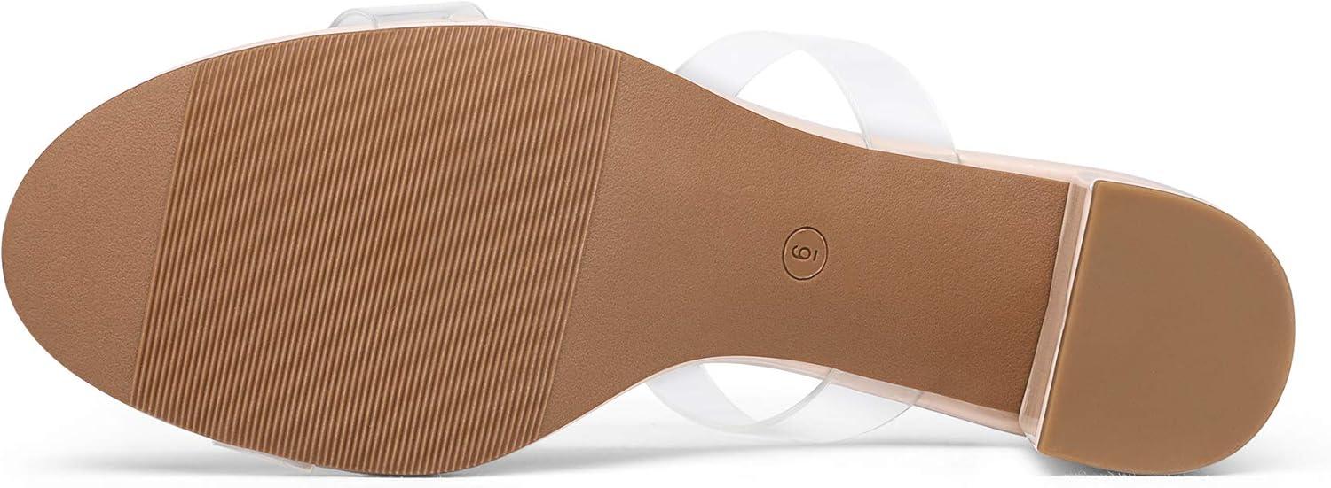 imageDREAM PAIRS Womens Two Strap Open Toe Low Block Chunky Heels Sandals Dress Pumps Casual Summer Mules ShoesNudeTpu