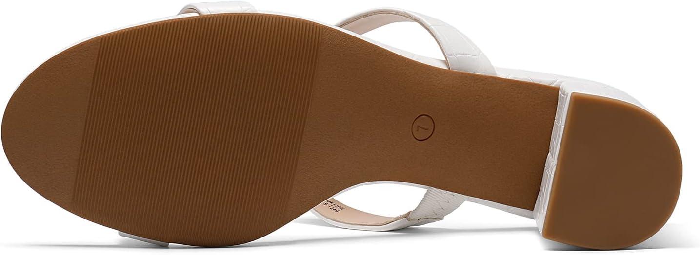 imageDREAM PAIRS Womens Two Strap Open Toe Low Block Chunky Heels Sandals Dress Pumps Casual Summer Mules ShoesWhitestone