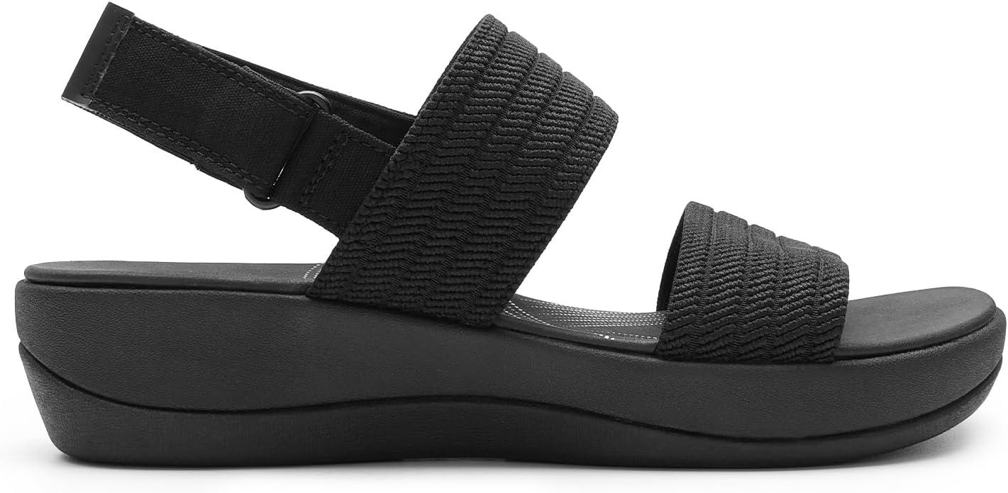 imageDREAM PAIRS Womens Walking Sandals Lightweight Soft Footbed Low Wedge Comfort Indoor Outdoor Flat SandalsAll Black