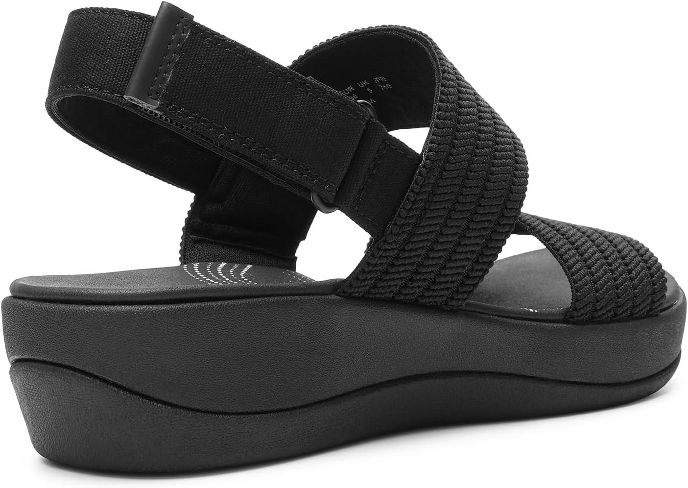 imageDREAM PAIRS Womens Walking Sandals Lightweight Soft Footbed Low Wedge Comfort Indoor Outdoor Flat SandalsAll Black