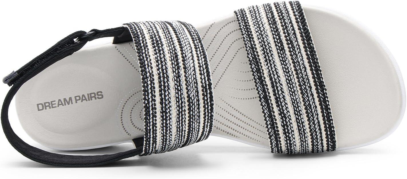 imageDREAM PAIRS Womens Walking Sandals Lightweight Soft Footbed Low Wedge Comfort Indoor Outdoor Flat SandalsBlack