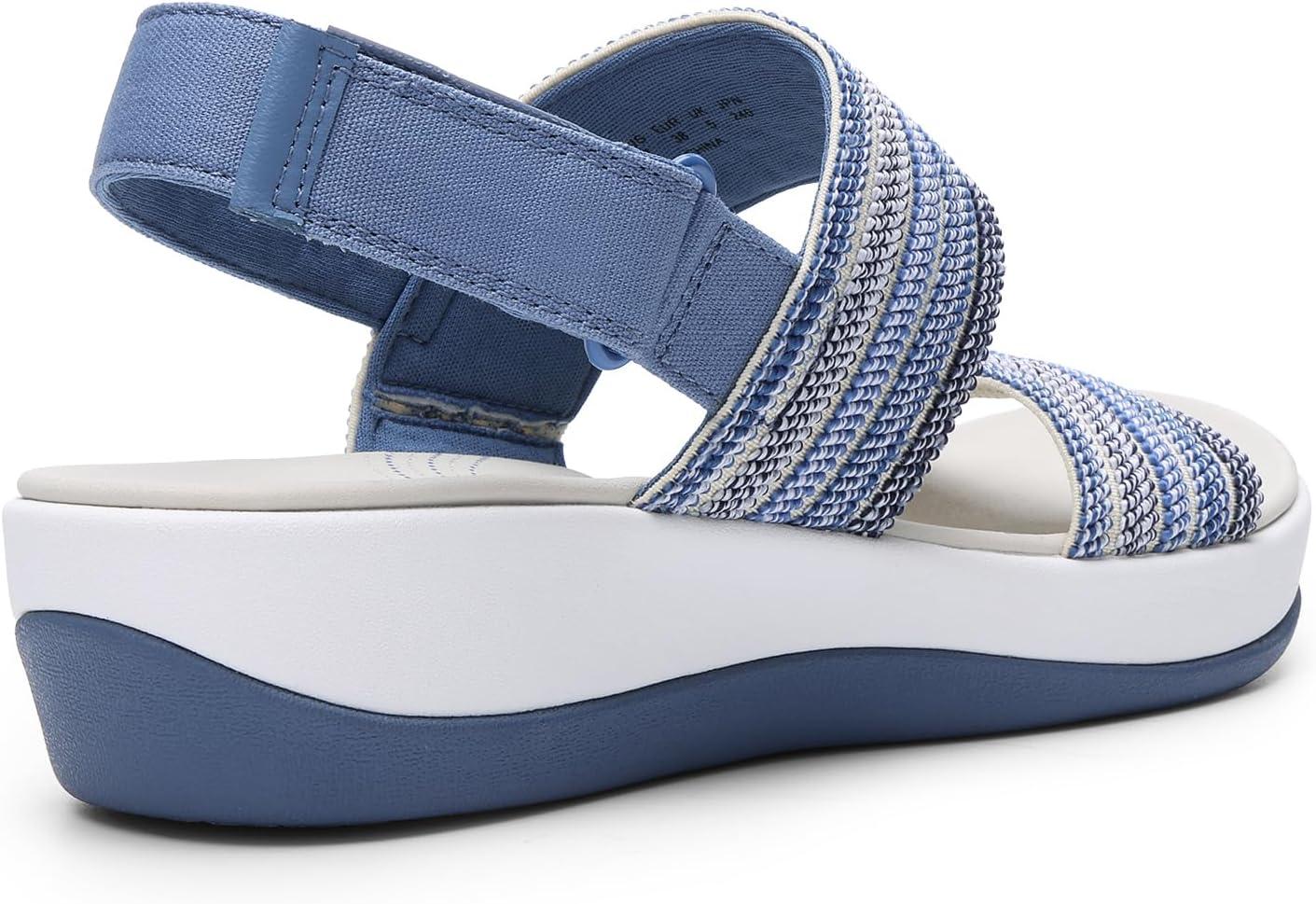 imageDREAM PAIRS Womens Walking Sandals Lightweight Soft Footbed Low Wedge Comfort Indoor Outdoor Flat SandalsBlue