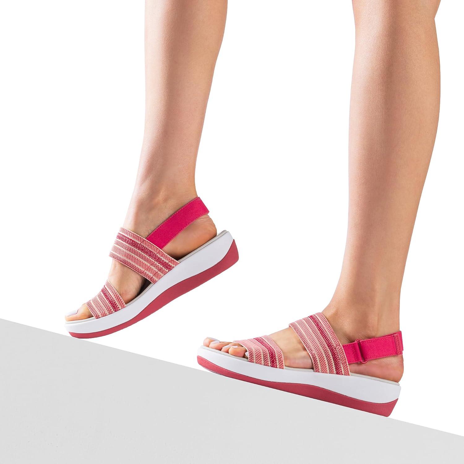 imageDREAM PAIRS Womens Walking Sandals Lightweight Soft Footbed Low Wedge Comfort Indoor Outdoor Flat SandalsRed