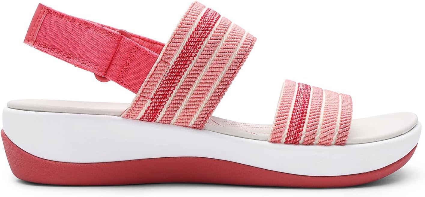 imageDREAM PAIRS Womens Walking Sandals Lightweight Soft Footbed Low Wedge Comfort Indoor Outdoor Flat SandalsRed