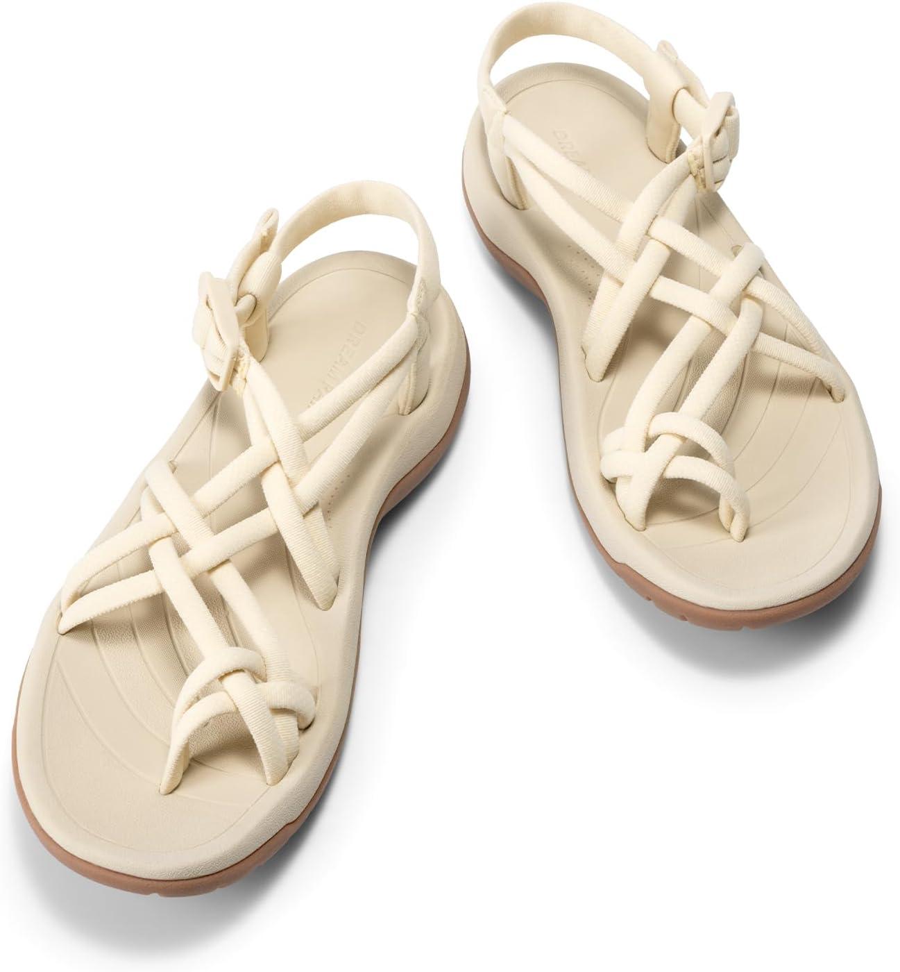 imageDREAM PAIRS Womens Walking Sandals With Arch Support Elastic Strap Summer Sport Athletic Casual Hiking Outdoor SandalNude