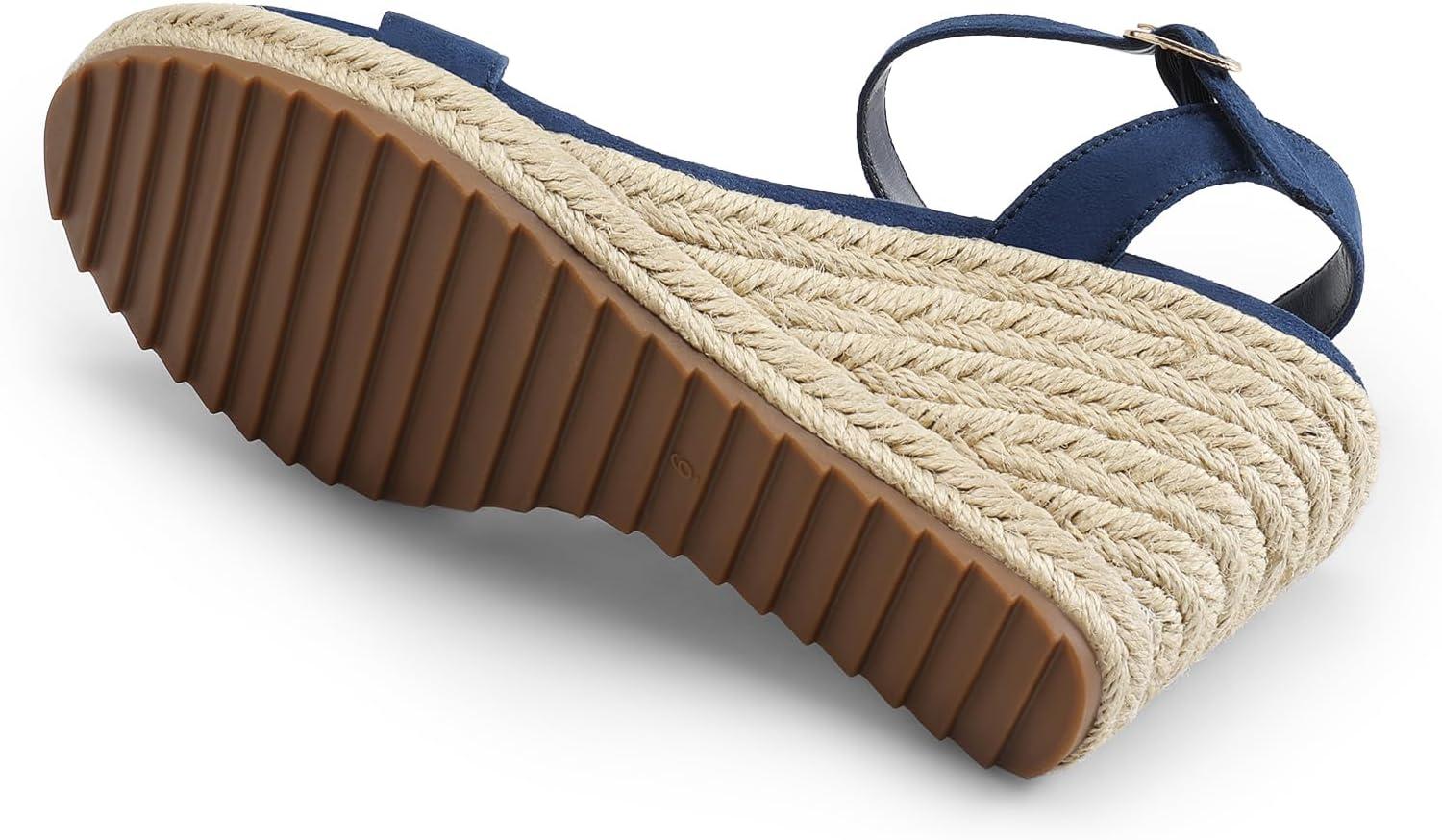 imageDREAM PAIRS Womens Wedge Sandals Open Toe Espadrilles Sandals Comfortable Dressy Ankle Strap Platform Sandals Suitable for Work Beach Summer ShoesNavy