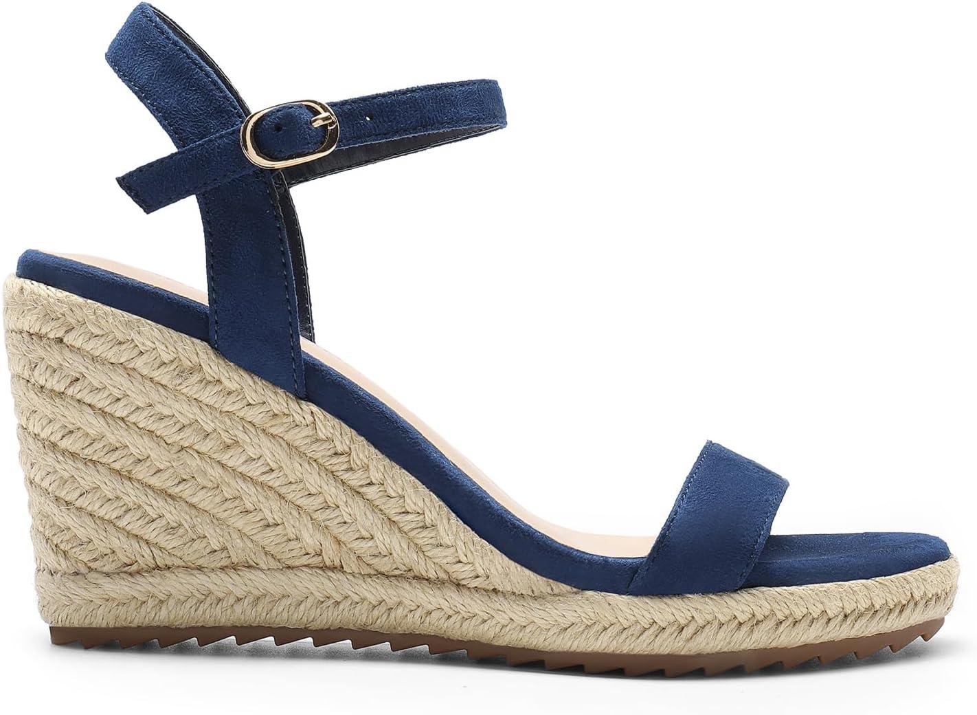 imageDREAM PAIRS Womens Wedge Sandals Open Toe Espadrilles Sandals Comfortable Dressy Ankle Strap Platform Sandals Suitable for Work Beach Summer ShoesNavy