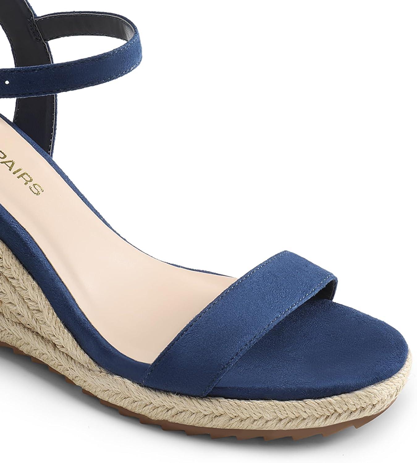 imageDREAM PAIRS Womens Wedge Sandals Open Toe Espadrilles Sandals Comfortable Dressy Ankle Strap Platform Sandals Suitable for Work Beach Summer ShoesNavy