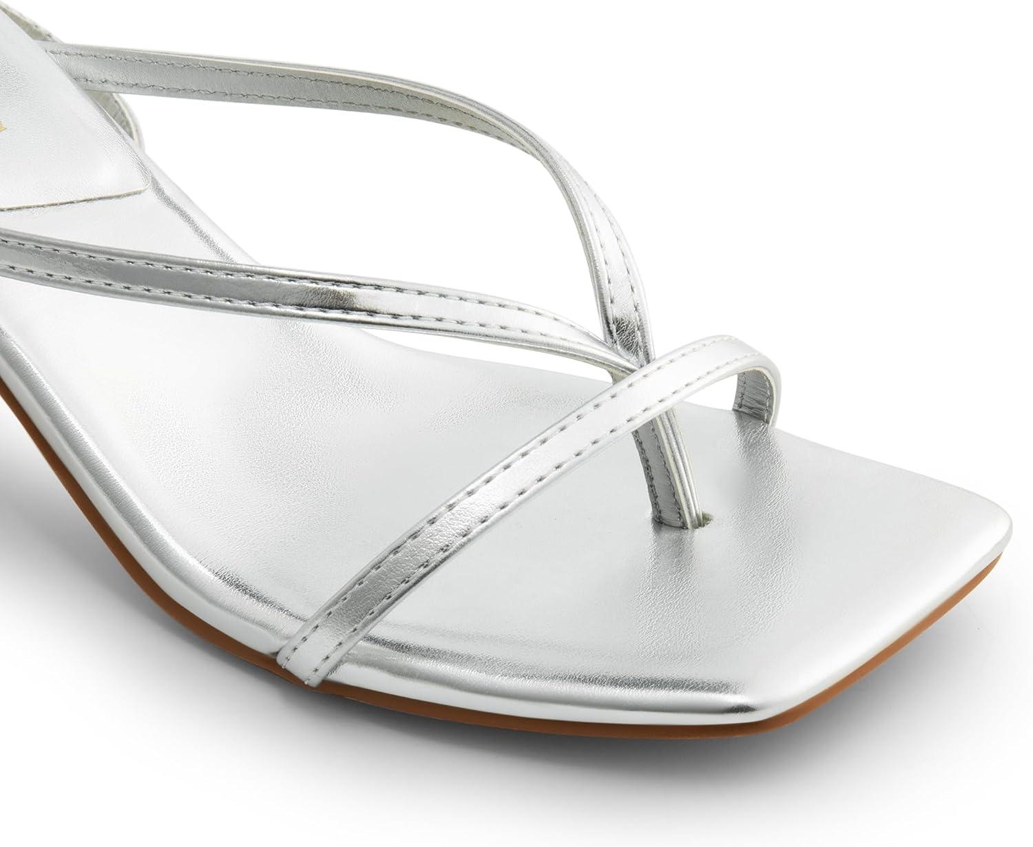 imageDREAM PAIRS Womens kitten Low Strappy Lace Up Heels Open Square Toe Thong Ankle Strap Heels Sexy Fashion Comfort Dress Shoes Party Sylvestra Pumps Heeled SandalsSilverpu