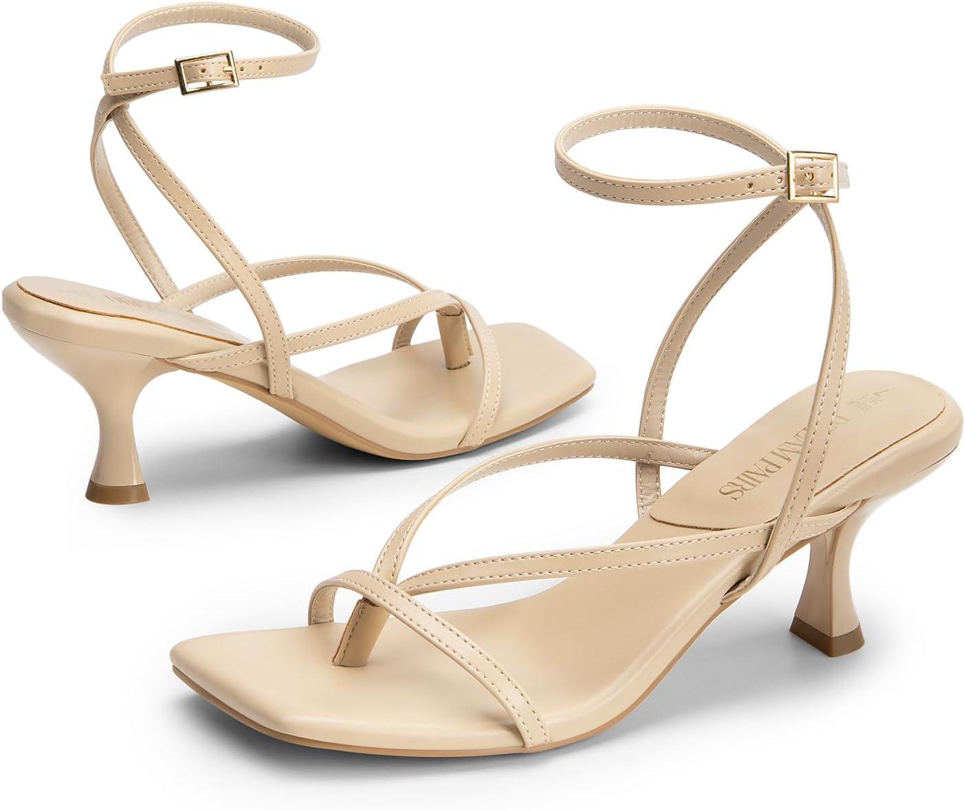 imageDREAM PAIRS Womens kitten Low Strappy Lace Up Heels Open Square Toe Thong Ankle Strap Heels Sexy Fashion Comfort Dress Shoes Party Sylvestra Pumps Heeled SandalsNudepu