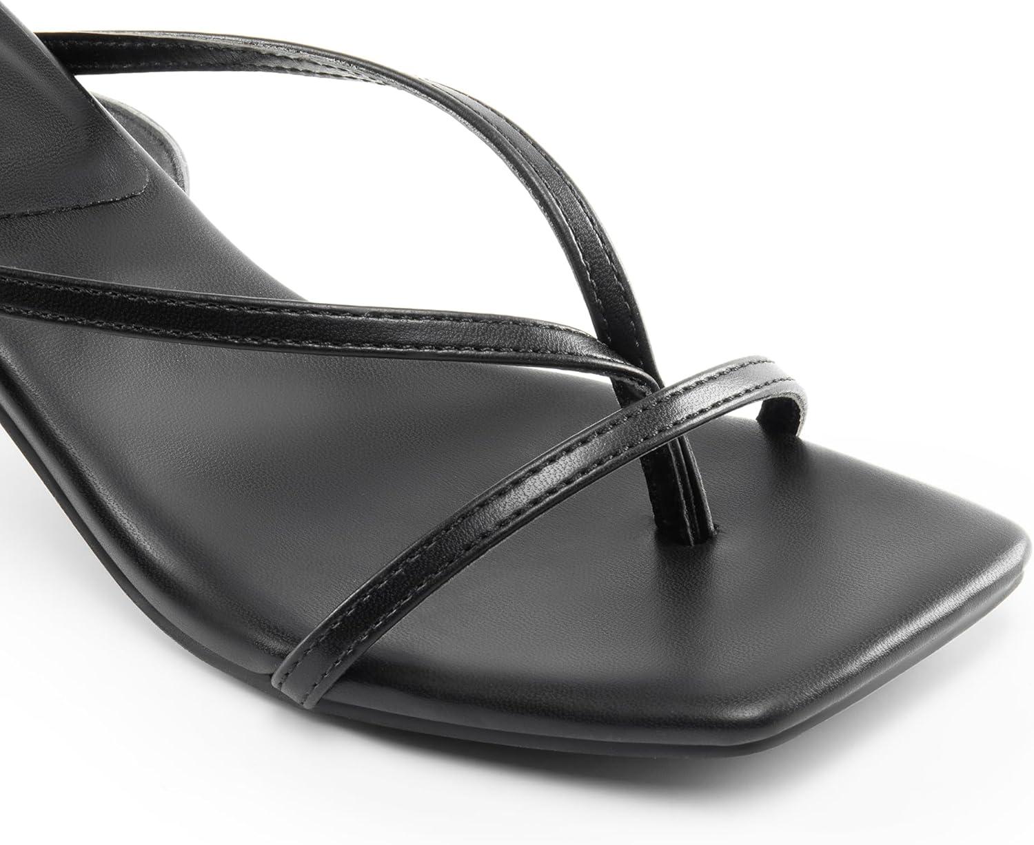 imageDREAM PAIRS Womens kitten Low Strappy Lace Up Heels Open Square Toe Thong Ankle Strap Heels Sexy Fashion Comfort Dress Shoes Party Sylvestra Pumps Heeled SandalsBlackpu