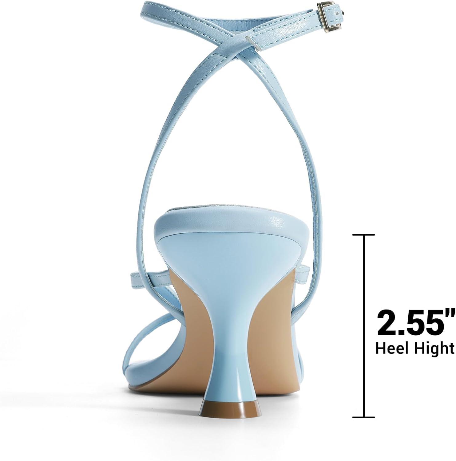 imageDREAM PAIRS Womens kitten Low Strappy Lace Up Heels Open Square Toe Thong Ankle Strap Heels Sexy Fashion Comfort Dress Shoes Party Sylvestra Pumps Heeled SandalsLight Blue