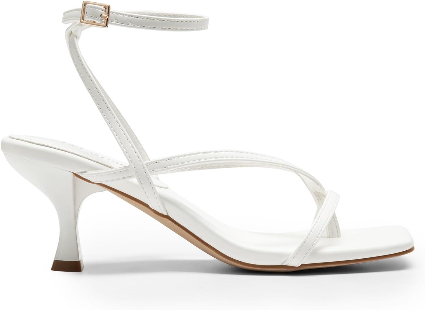 imageDREAM PAIRS Womens kitten Low Strappy Lace Up Heels Open Square Toe Thong Ankle Strap Heels Sexy Fashion Comfort Dress Shoes Party Sylvestra Pumps Heeled SandalsWhitepu