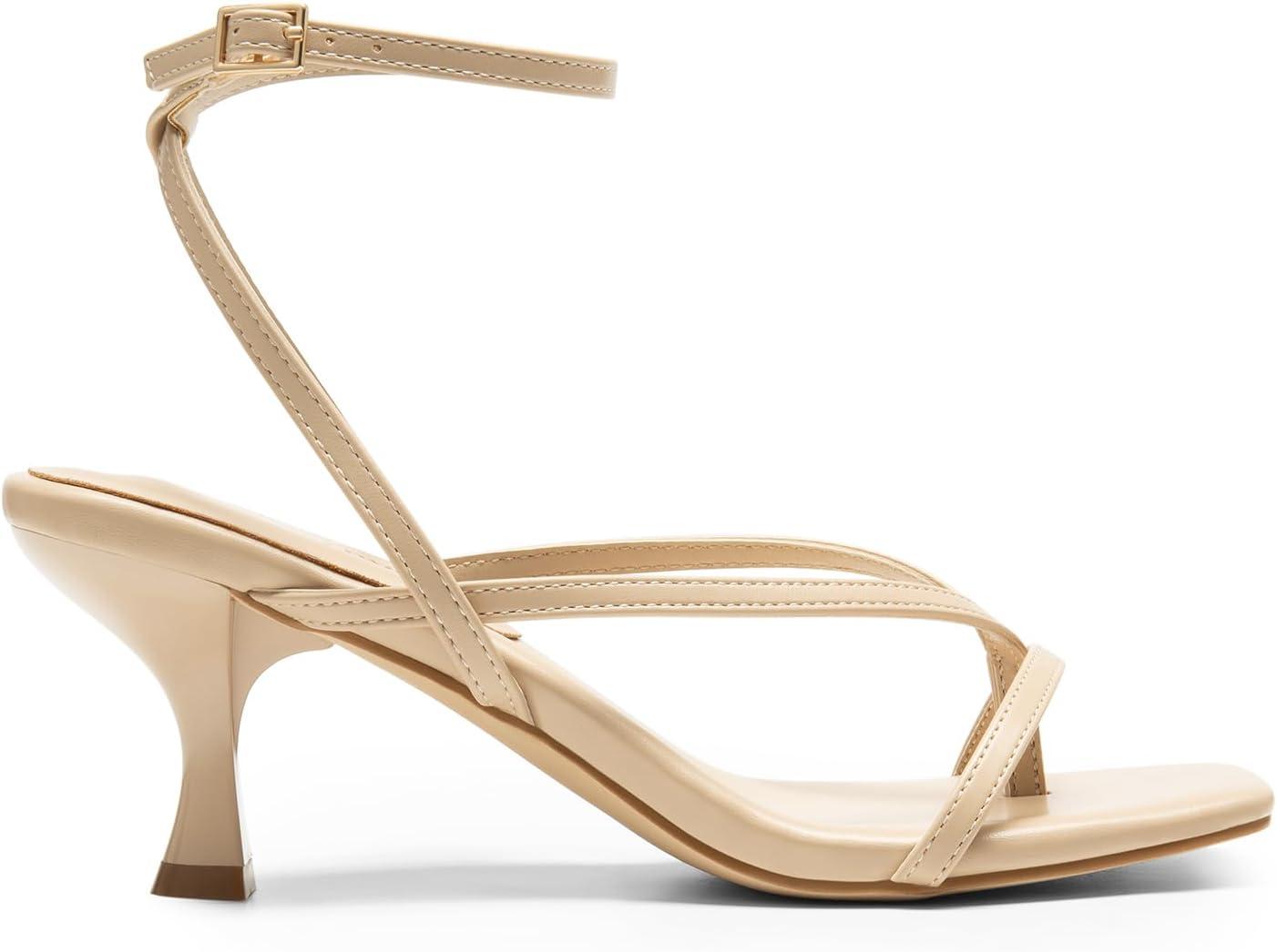 imageDREAM PAIRS Womens kitten Low Strappy Lace Up Heels Open Square Toe Thong Ankle Strap Heels Sexy Fashion Comfort Dress Shoes Party Sylvestra Pumps Heeled SandalsNudepu