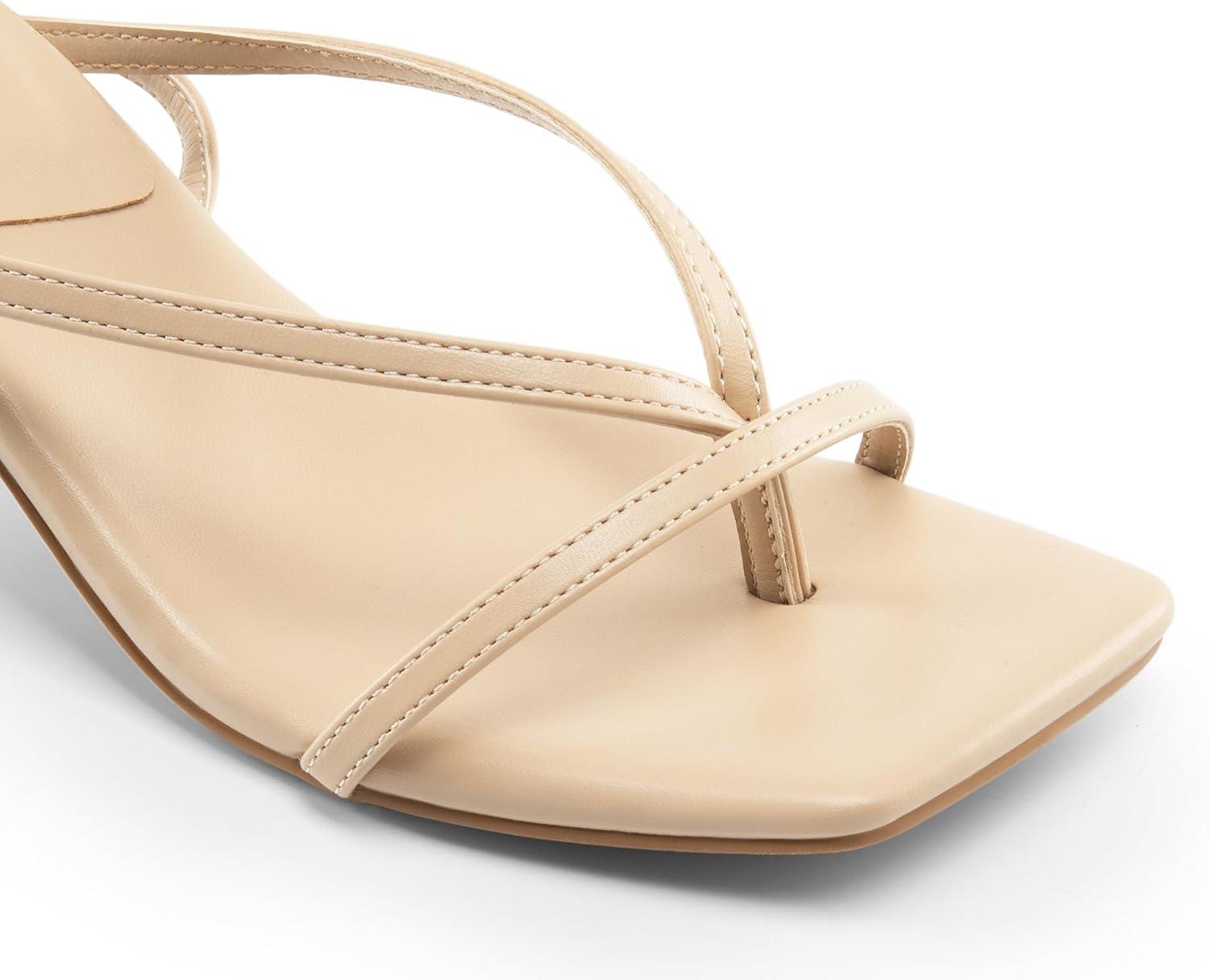 imageDREAM PAIRS Womens kitten Low Strappy Lace Up Heels Open Square Toe Thong Ankle Strap Heels Sexy Fashion Comfort Dress Shoes Party Sylvestra Pumps Heeled SandalsNudepu