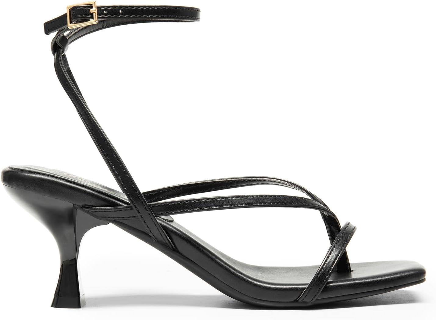 imageDREAM PAIRS Womens kitten Low Strappy Lace Up Heels Open Square Toe Thong Ankle Strap Heels Sexy Fashion Comfort Dress Shoes Party Sylvestra Pumps Heeled SandalsBlackpu