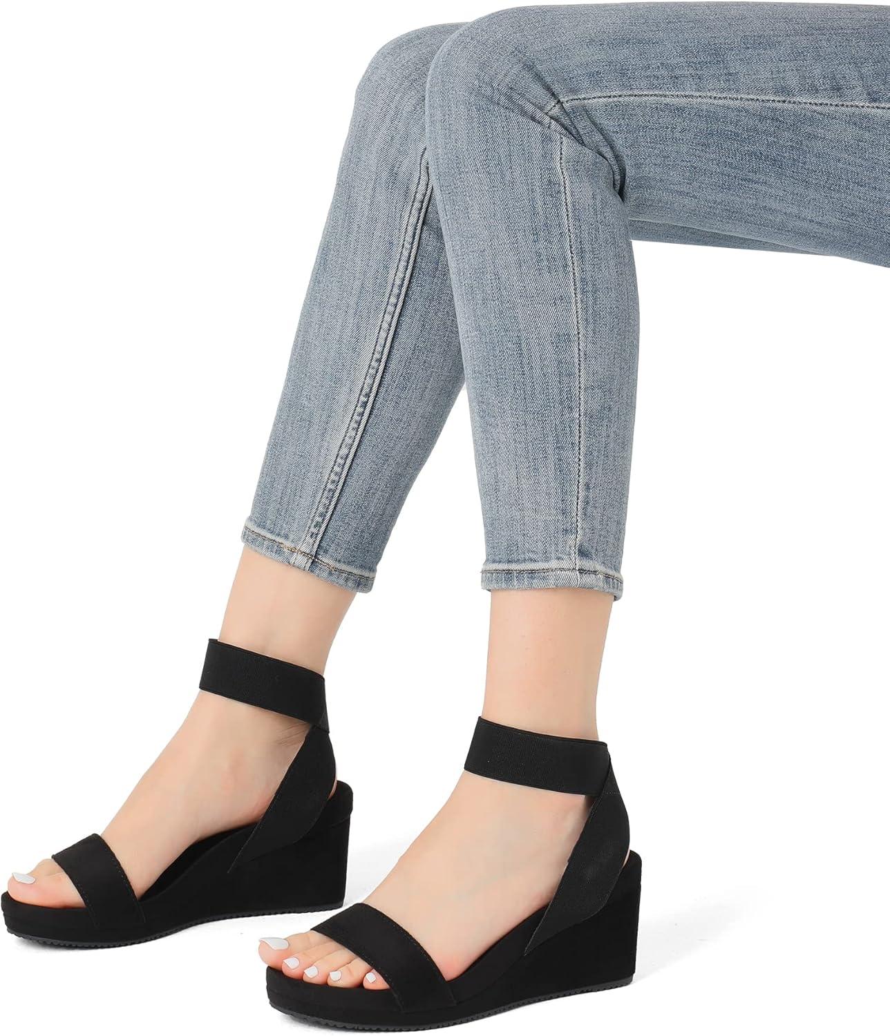 imageDREAM PAIRS womens Ankle Strap Platform Wedge SandalBlack