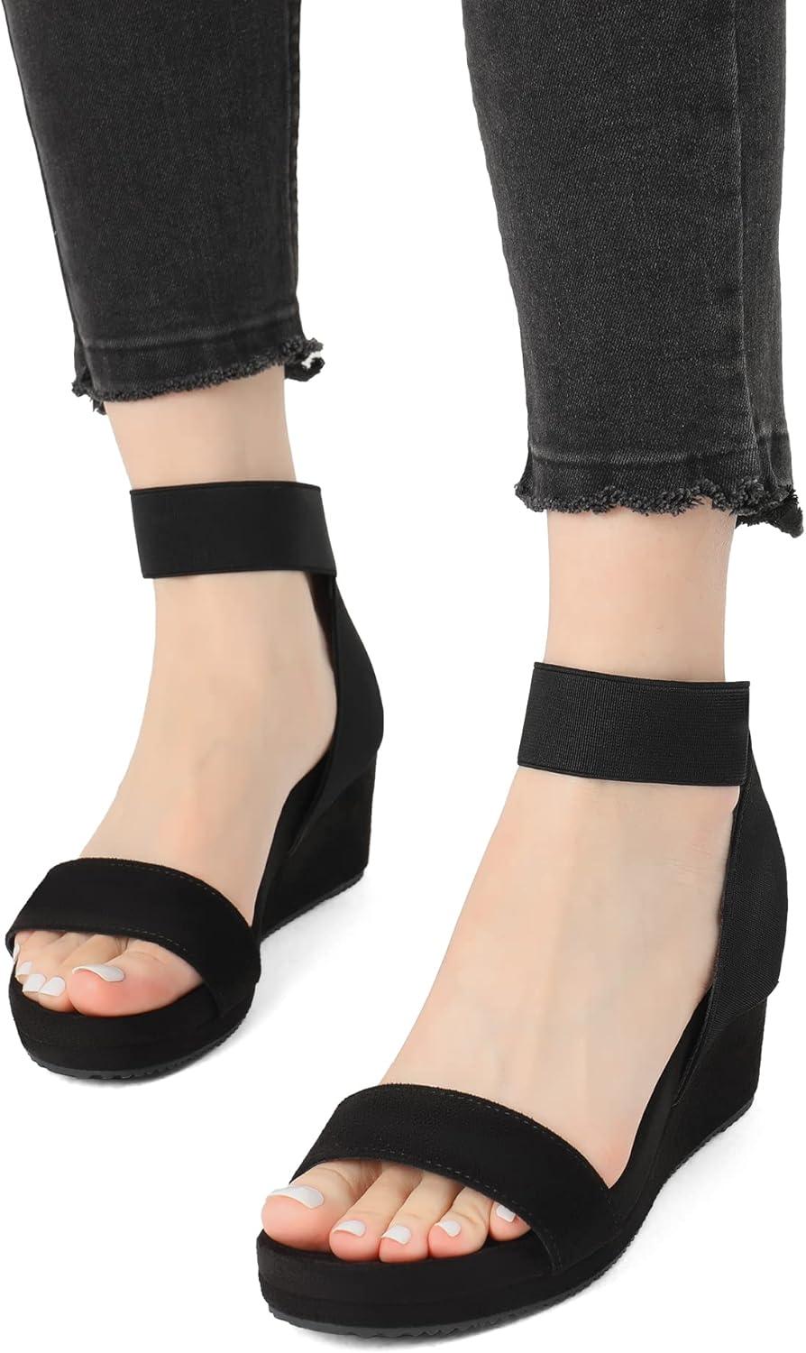 imageDREAM PAIRS womens Ankle Strap Platform Wedge SandalBlack