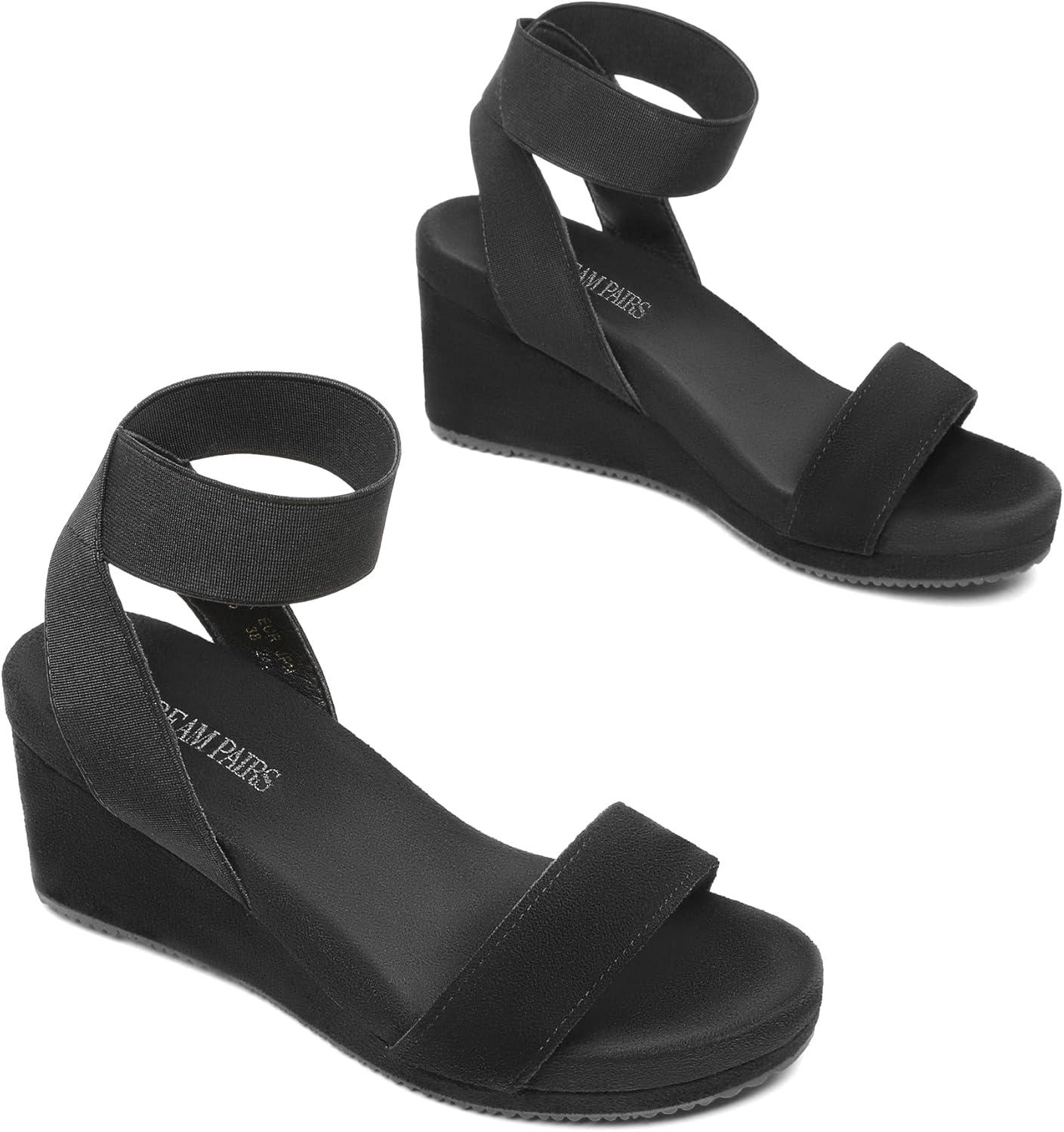 imageDREAM PAIRS womens Ankle Strap Platform Wedge SandalBlack