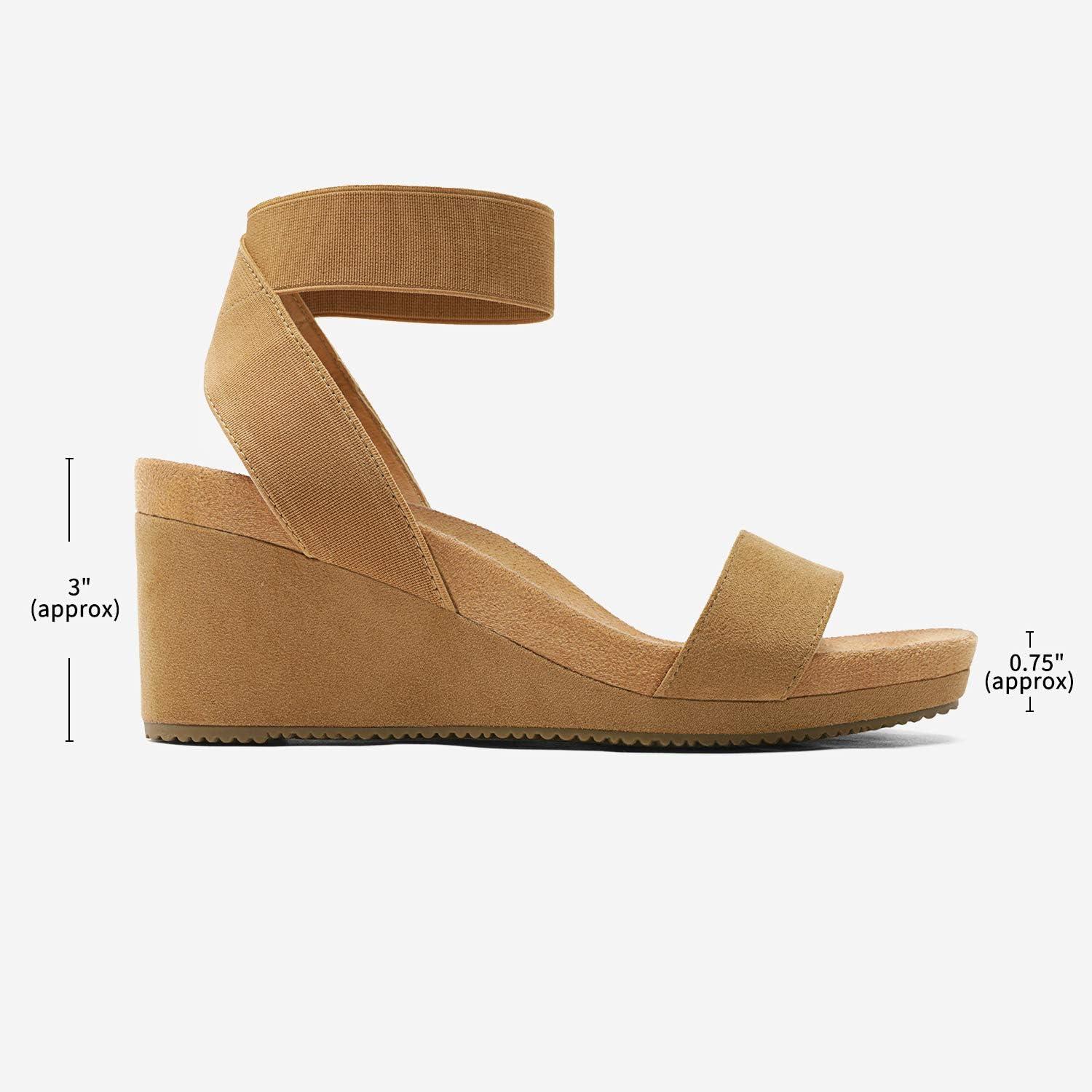 imageDREAM PAIRS womens Ankle Strap Platform Wedge SandalCamel