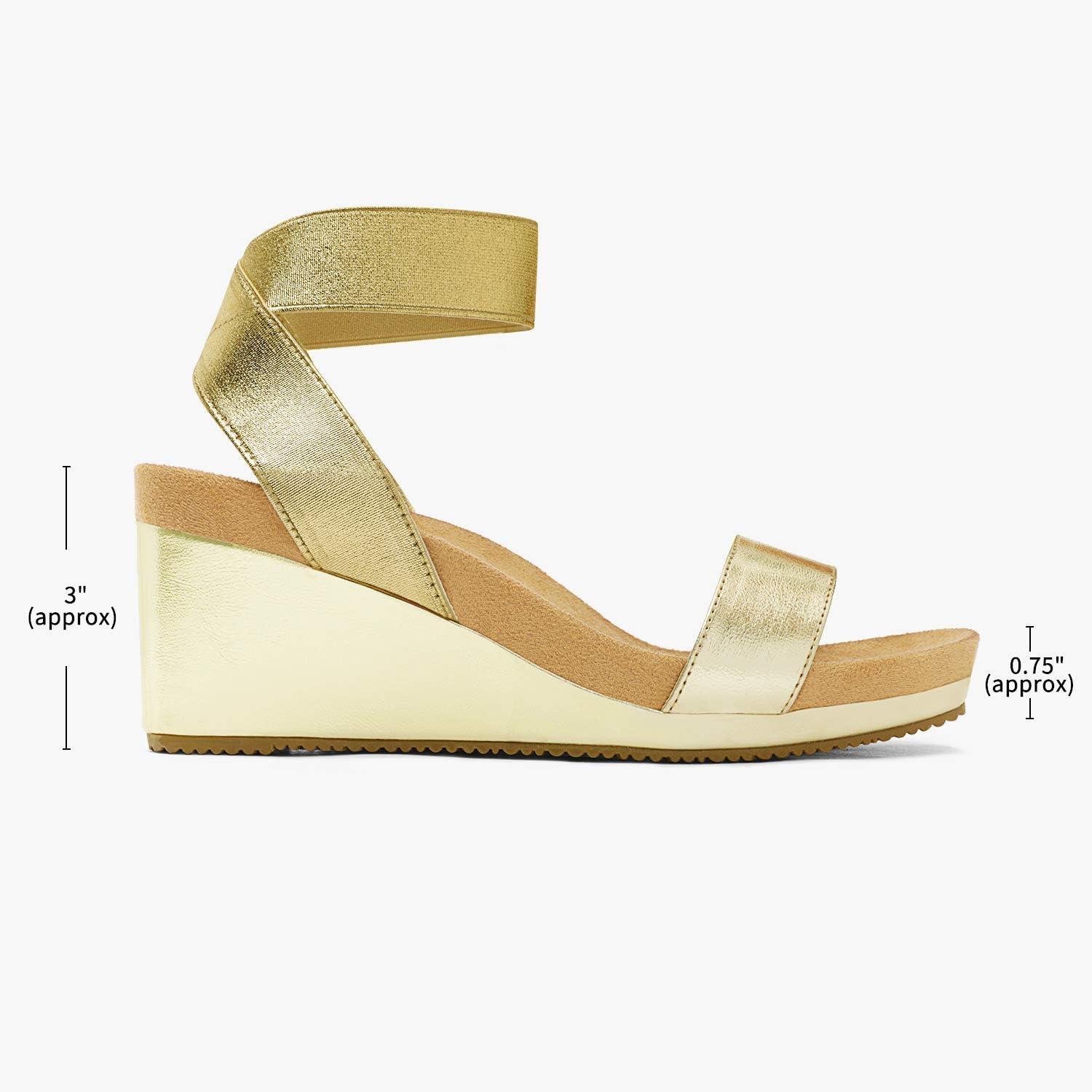 imageDREAM PAIRS womens Ankle Strap Platform Wedge SandalGoldPu