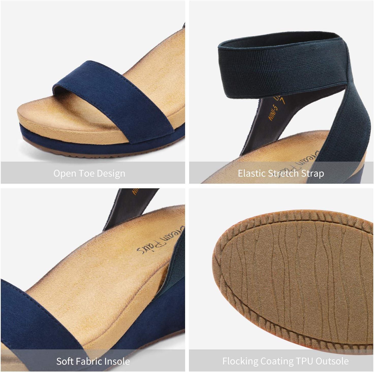 imageDREAM PAIRS womens Ankle Strap Platform Wedge SandalNavy
