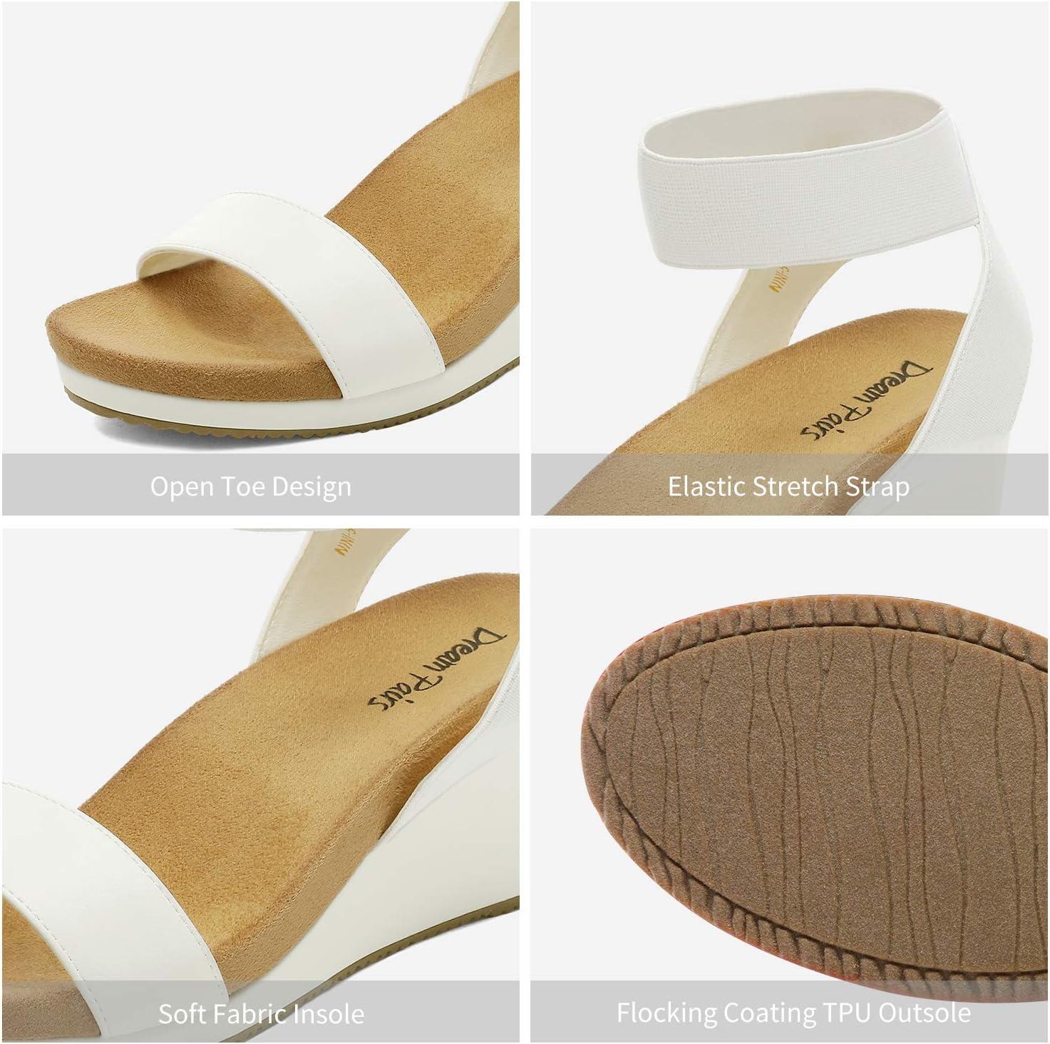 imageDREAM PAIRS womens Ankle Strap Platform Wedge SandalWhitePu