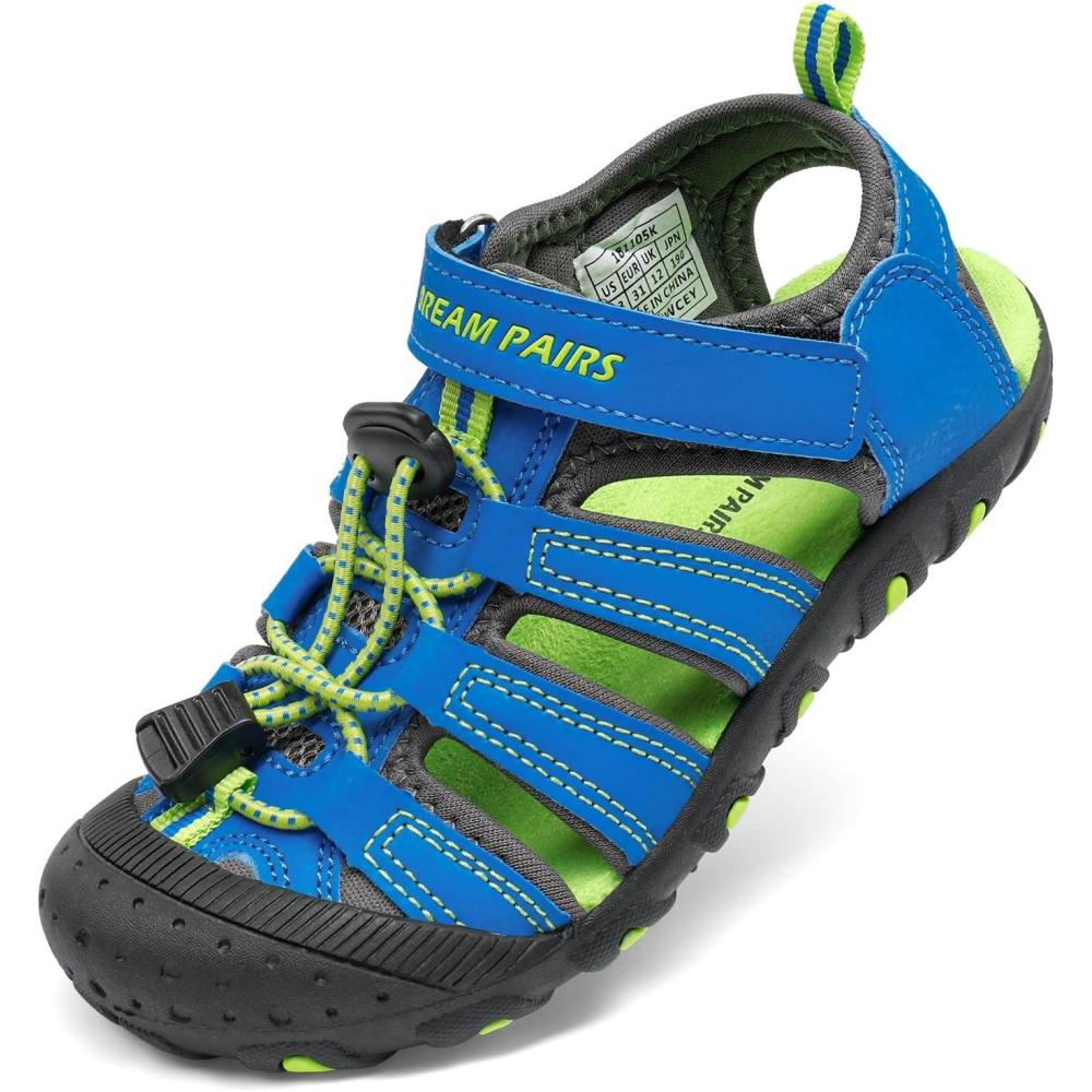 imageDREAM PAIRS Boys Girls ClosedToe Outdoor Summer Sport Sandals for LittleBig KidRoyalBlueGreen