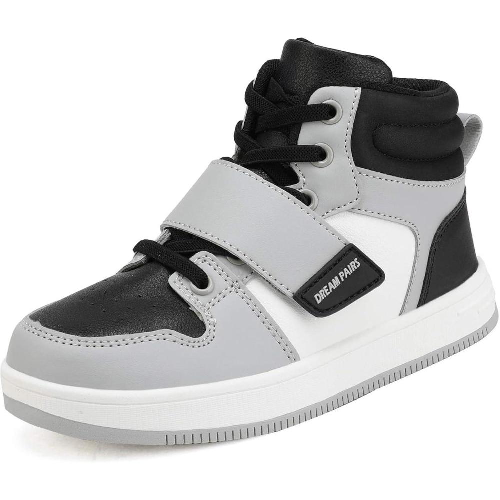 imageDREAM PAIRS Boys Girls High Top Sneaker LilLegends Skyhigh Basketball ShoesGreyBlack