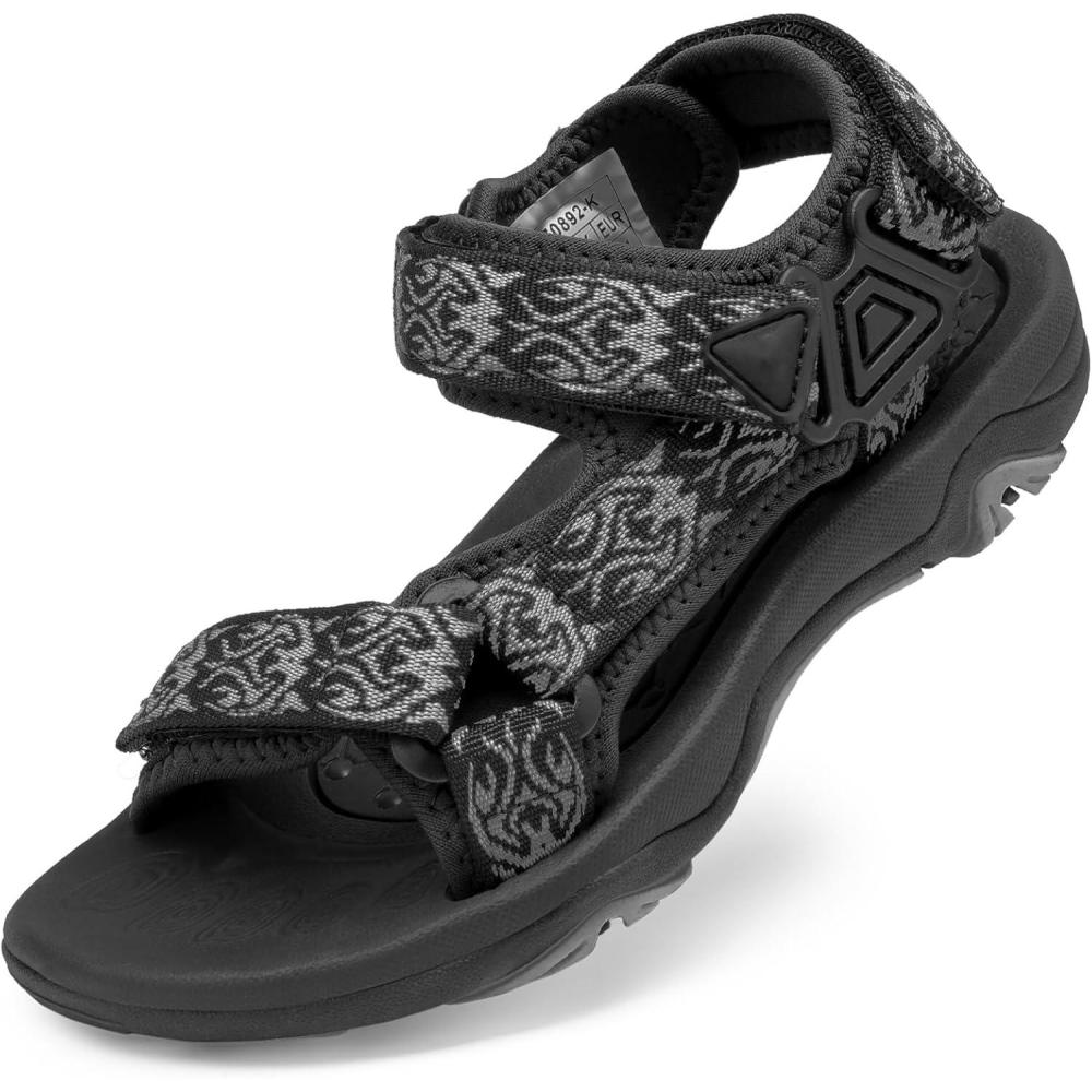 imageDREAM PAIRS Boys Girls Sandals Kids Adventurous LightWeight Adjustable Straps Summer Sandals ToddlerLittle KidBig KidBlack