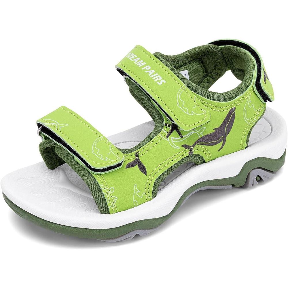 imageDREAM PAIRS Boys Girls Sandals Summer Outdoor Athletic Kids Sport Water Shoes for ToddlerLittle KidGreenpu