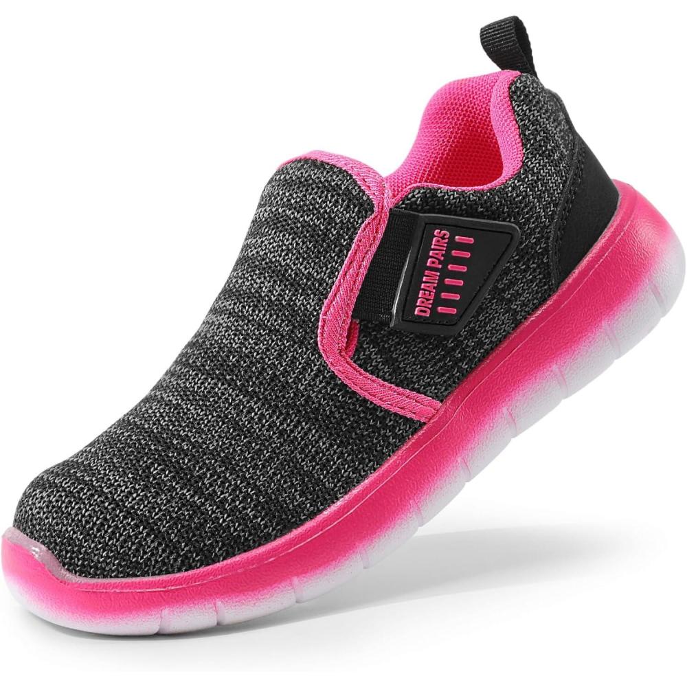imageDREAM PAIRS Boys Girls Shoes Kids Slip on Tennis EZOns MightyMovers Running Athletic Barefoot Zero Drop Sports SneakersBlackFuchsia