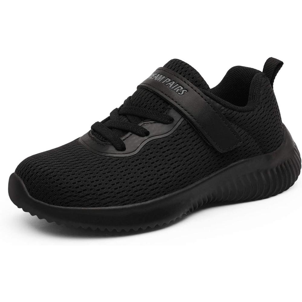 imageDREAM PAIRS Boys Girls Shoes Kids Tennis EZOns FunRun Breathable Running Athletic Sport SneakersBlack Monochrome