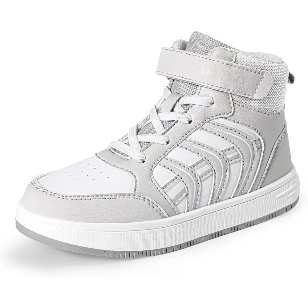 imageDREAM PAIRS Boys Girls Sneaker High Top Basketball Shoes Kids LilLegends JuniorFly Jumpers Sports Shoes for Athletic School GymWhiteGray