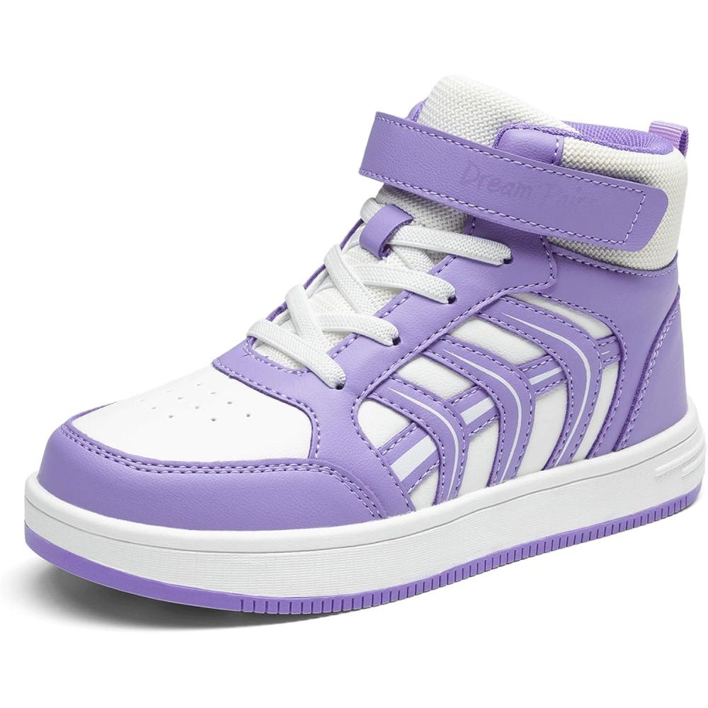imageDREAM PAIRS Boys Girls Sneaker High Top Basketball Shoes Kids LilLegends JuniorFly Jumpers Sports Shoes for Athletic School GymWhitePurple