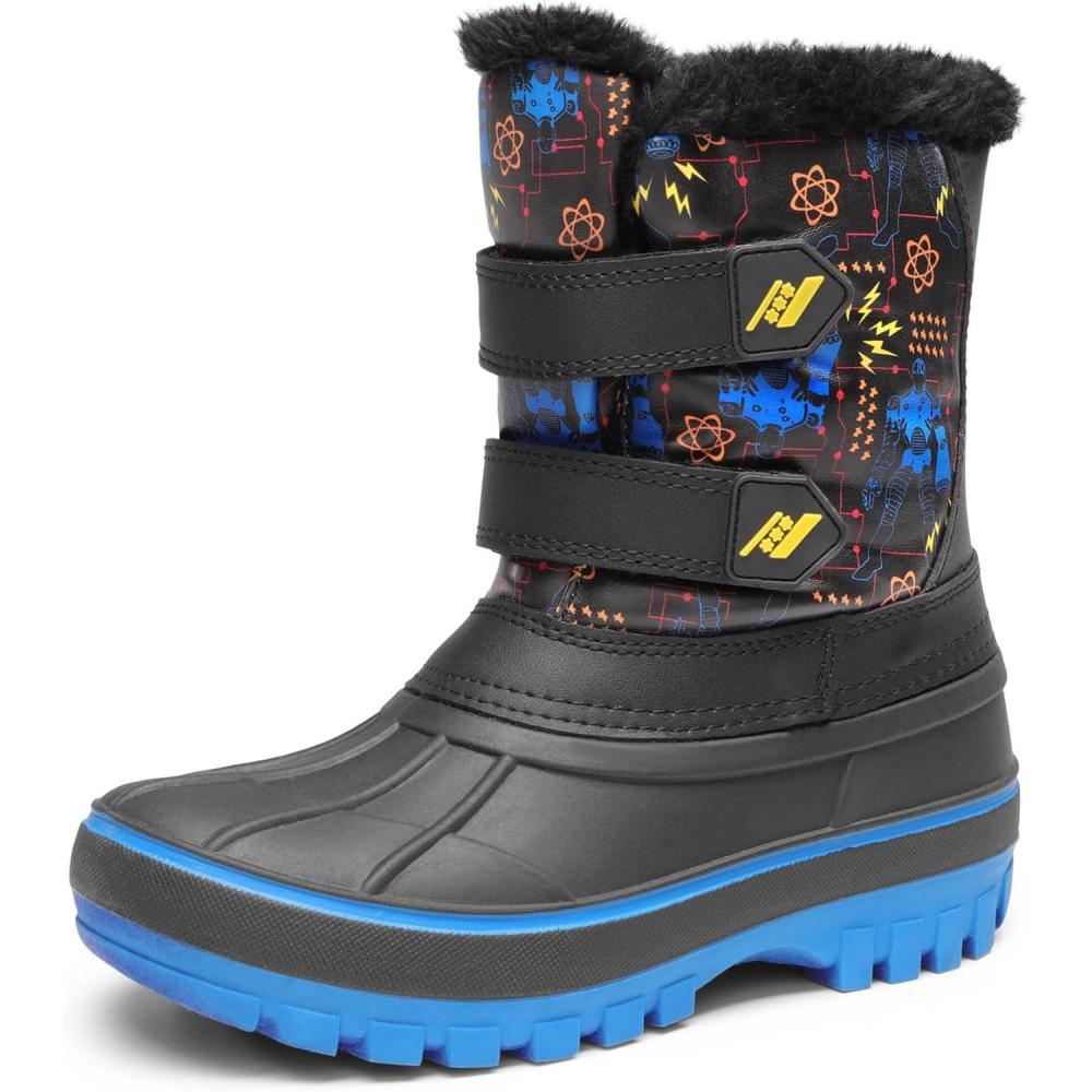 imageDREAM PAIRS Boys Girls Snow Boots WaterResistant Outdoor Sport Warm Cozy AntiSlip Cute Ankle Winter Shoes for ToddlerLittleBig KidBlackRoyal