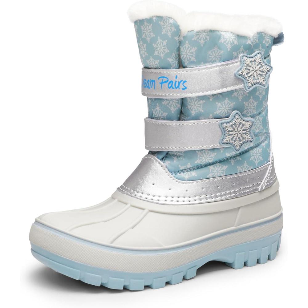 imageDREAM PAIRS Boys Girls Snow Boots WaterResistant Outdoor Sport Warm Cozy AntiSlip Cute Ankle Winter Shoes for ToddlerLittleBig KidLight BlueWhite